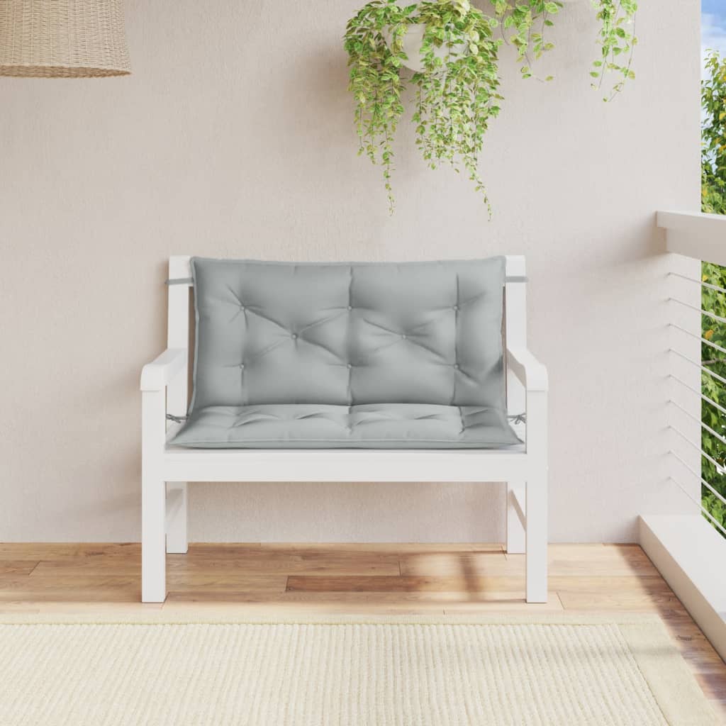 Coussins de banc de jardin 2 pcs. chiné gris clair 100x50x7 cm tissu