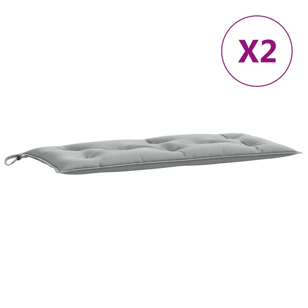 Coussins de banc de jardin 2 pcs. chiné gris clair 100x50x7 cm tissu