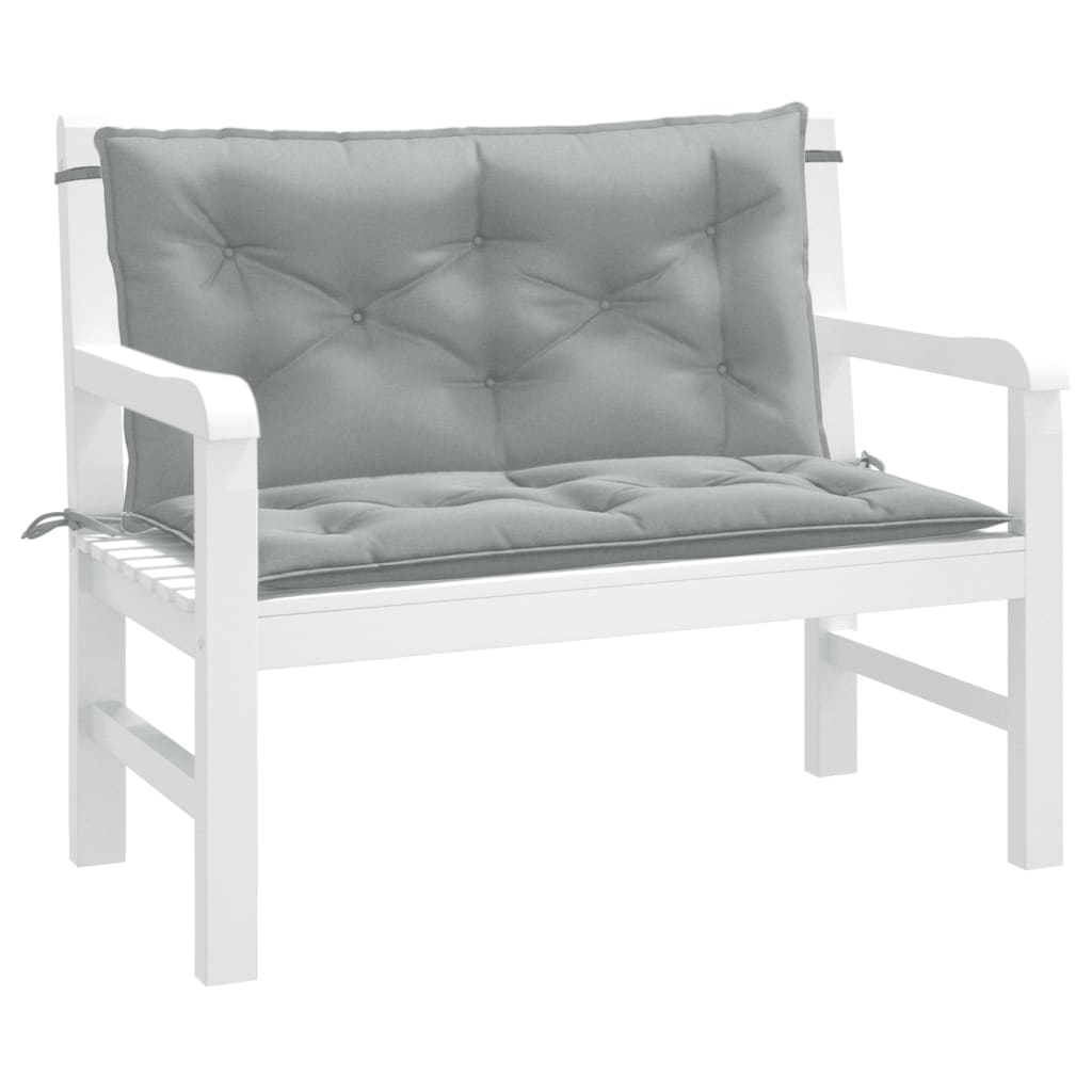 Coussins de banc de jardin 2 pcs. chiné gris clair 100x50x7 cm tissu