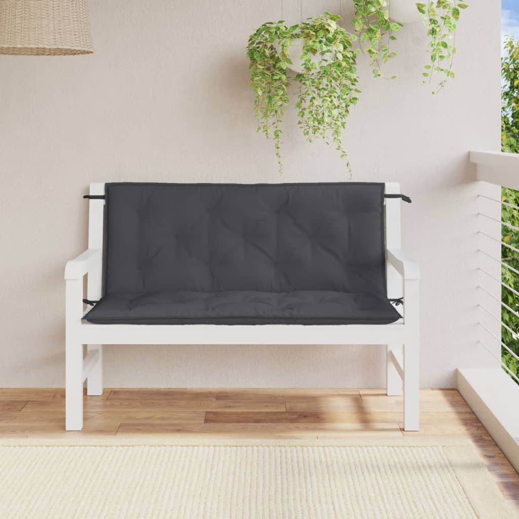 Coussins pour banc de jardin 2 pcs Mélange anthracite 120x50x7 cm Tissu