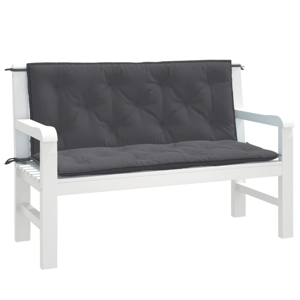 Coussins pour banc de jardin 2 pcs Mélange anthracite 120x50x7 cm Tissu