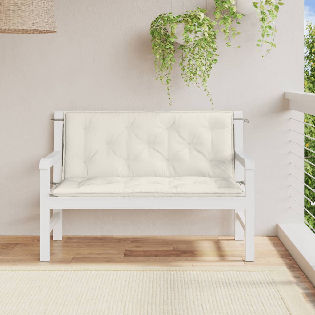 Garden Bench Cushions, 2 pcs, Mélange Cream, 120x50x7 cm Fabric