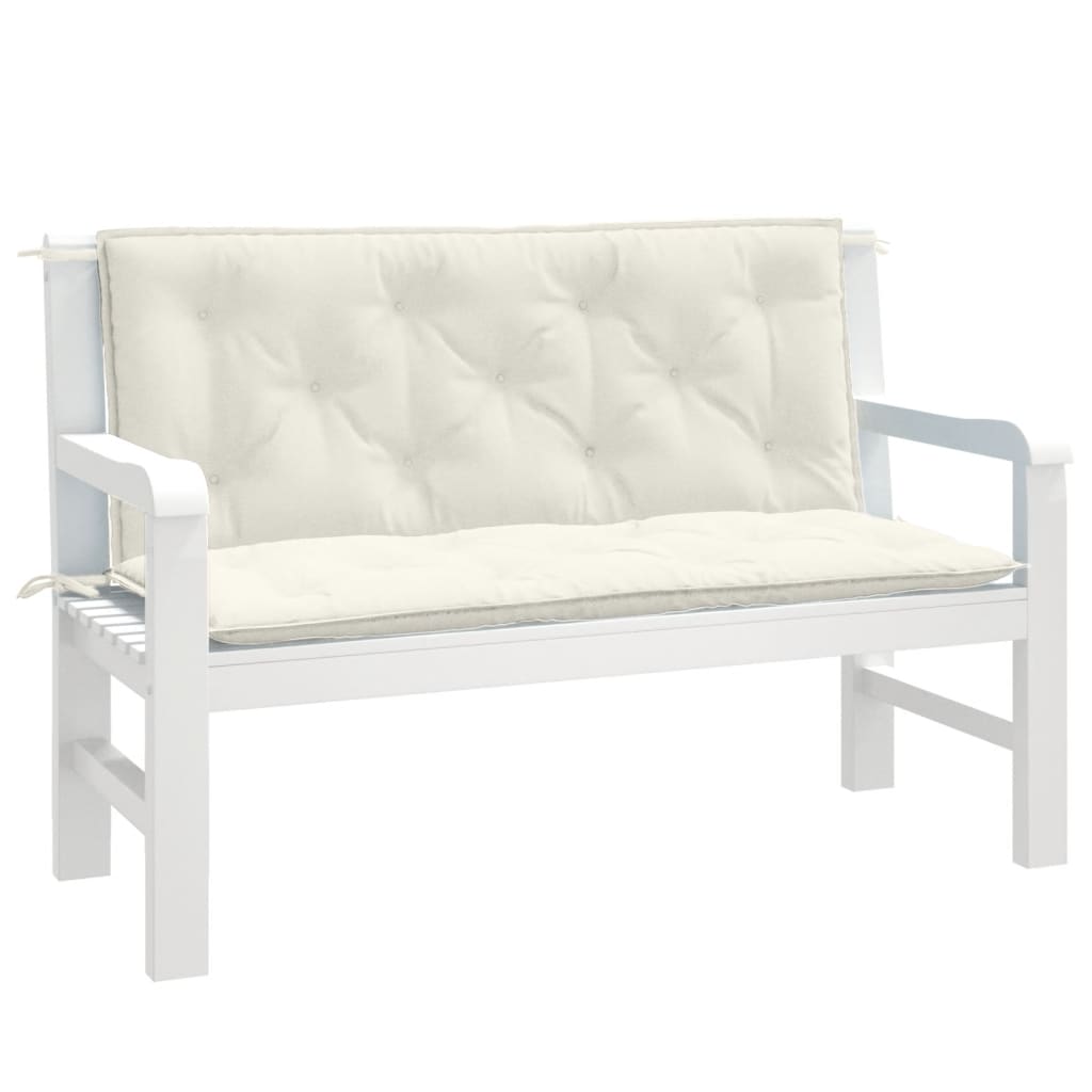 Garden Bench Cushions, 2 pcs, Mélange Cream, 120x50x7 cm Fabric