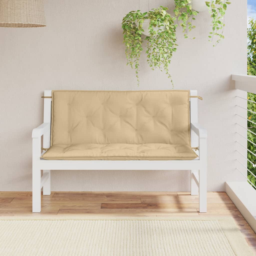 Garden bench cushions 2 pcs. Melange Beige 120x50x7 cm Fabric