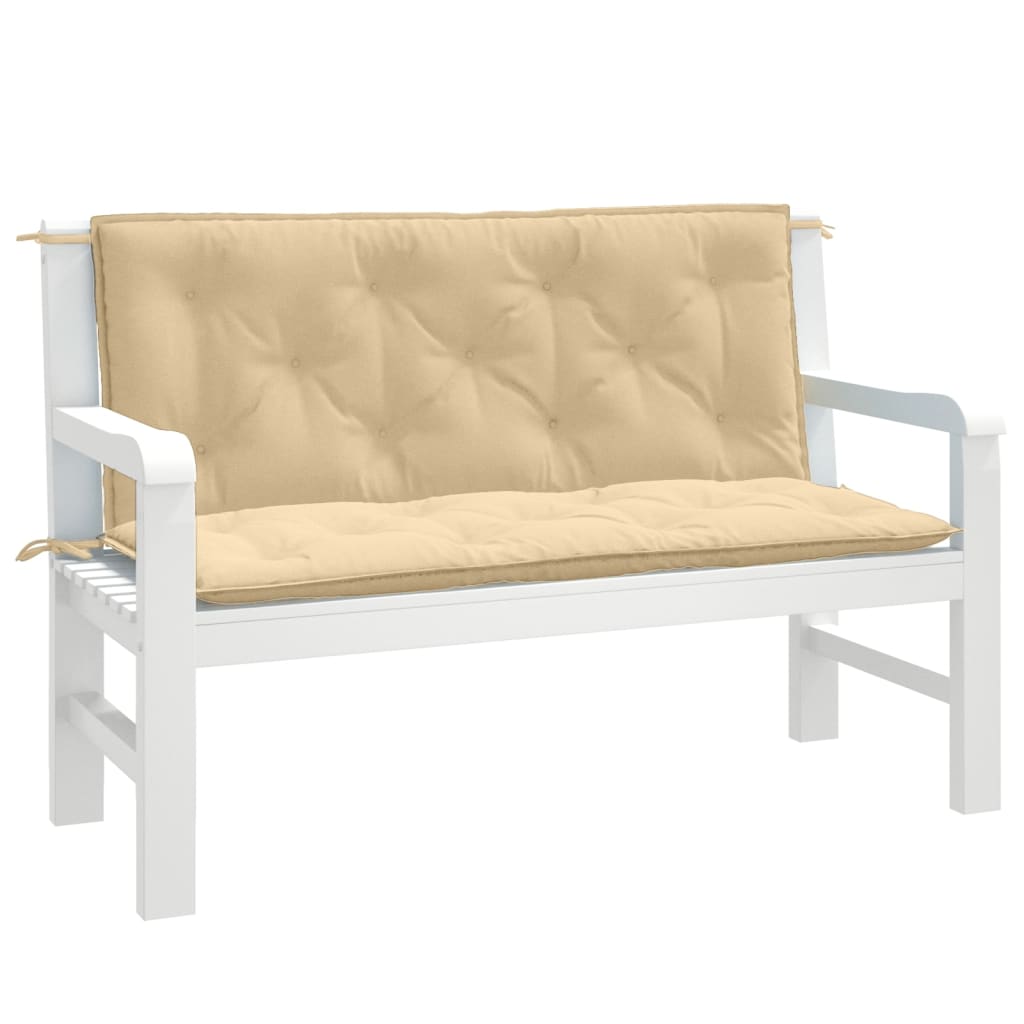 Garden bench cushions 2 pcs. Melange Beige 120x50x7 cm Fabric