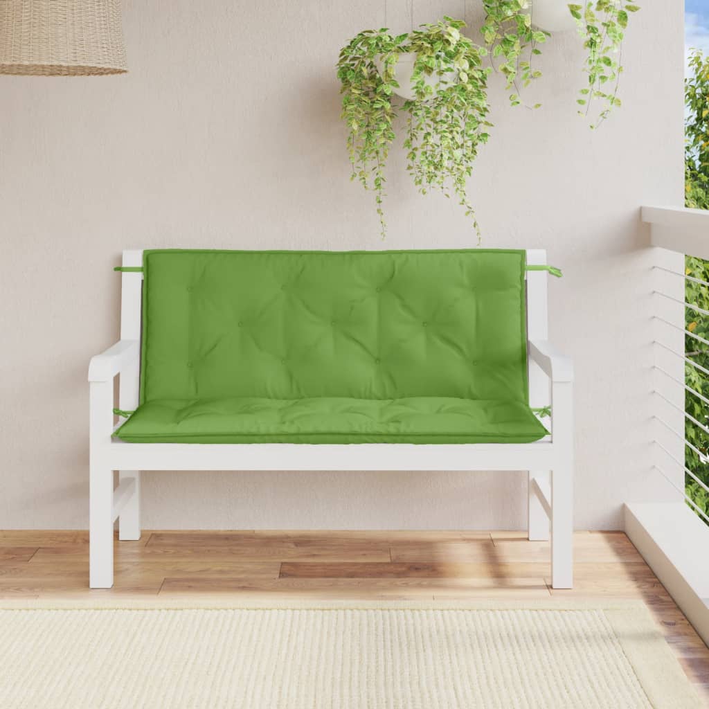Garden bench cushions 2 pcs. mélange green 120x50x7 cm fabric
