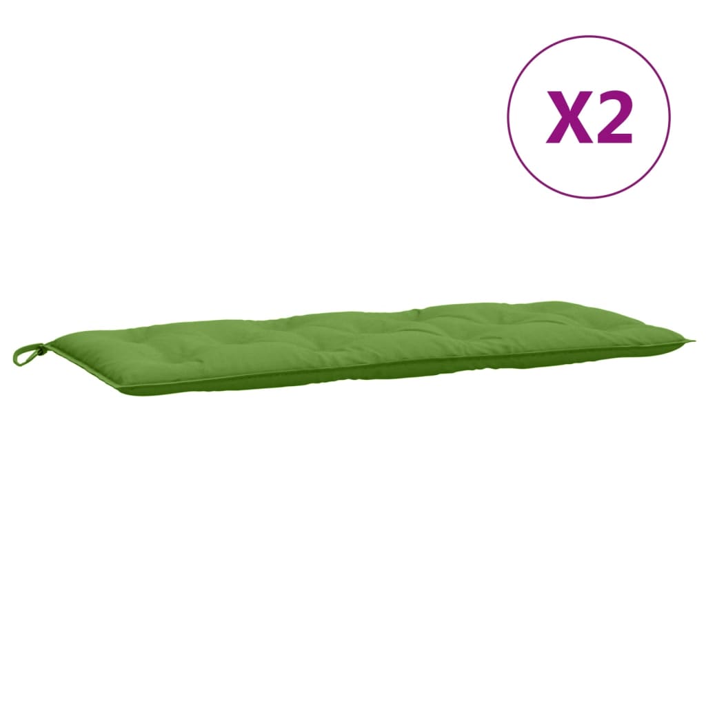 Garden bench cushions 2 pcs. mélange green 120x50x7 cm fabric