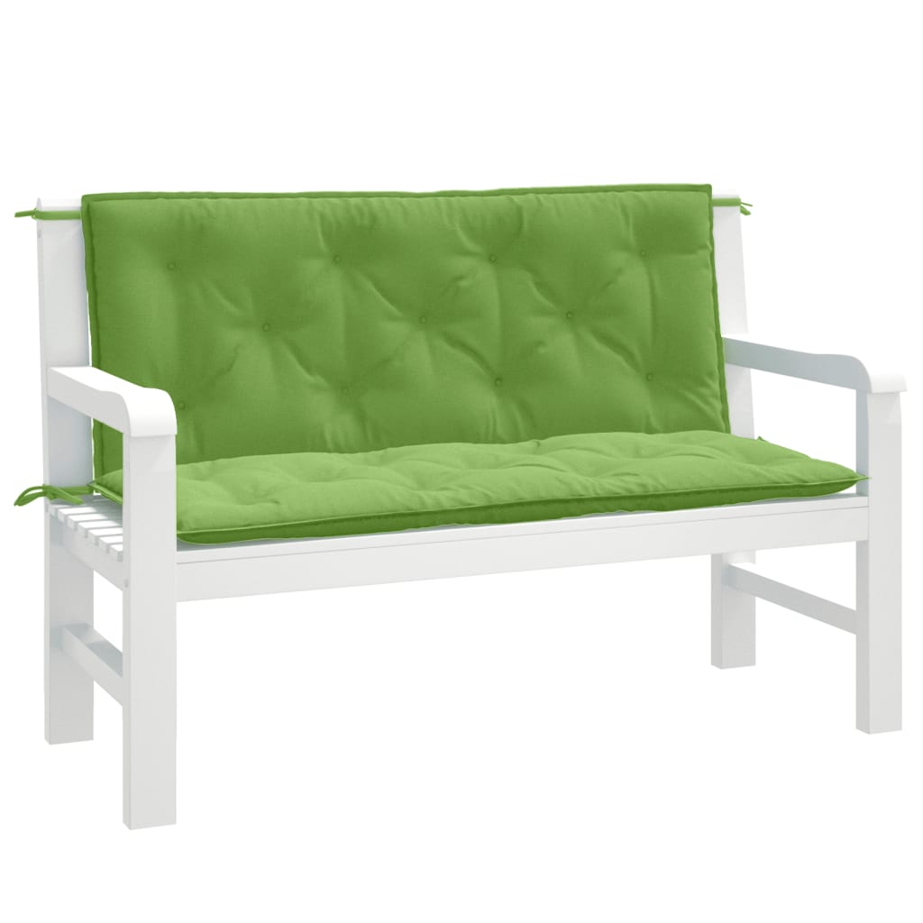 Garden bench cushions 2 pcs. mélange green 120x50x7 cm fabric