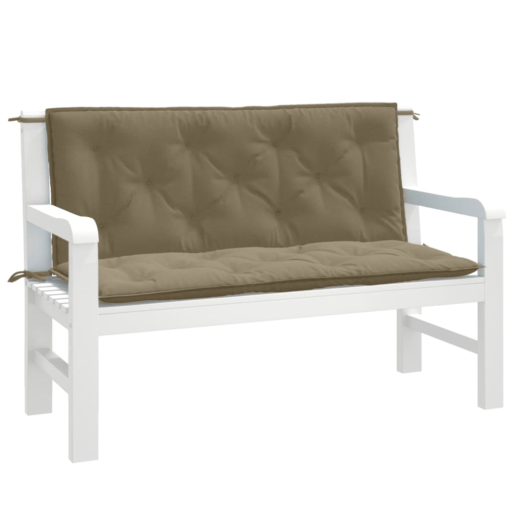 Garden bench cushions 2 pcs. Melange Taupe 120x50x7 cm Fabric