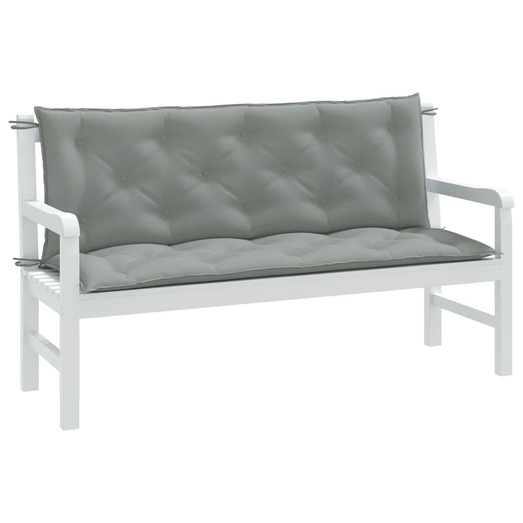 Coussins de banc de jardin 2 pcs. Mélange gris clair 150x50x7 cm Tissu