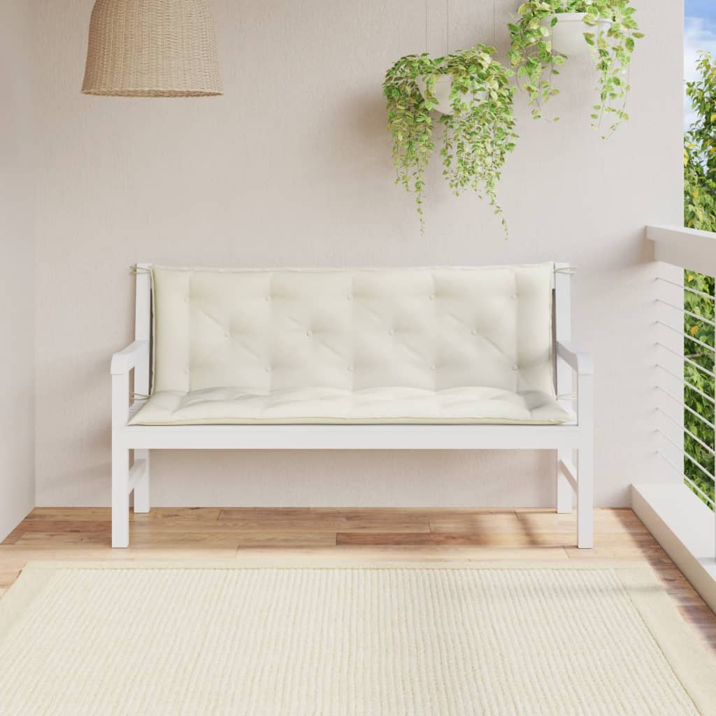 Coussins de banc de jardin 2 pcs. Crème Mélange 150x50x7 cm Tissu