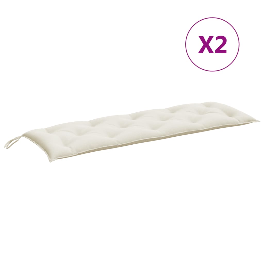 Coussins de banc de jardin 2 pcs. Crème Mélange 150x50x7 cm Tissu