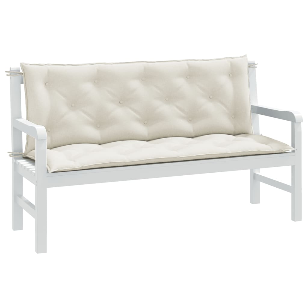 Coussins de banc de jardin 2 pcs. Crème Mélange 150x50x7 cm Tissu