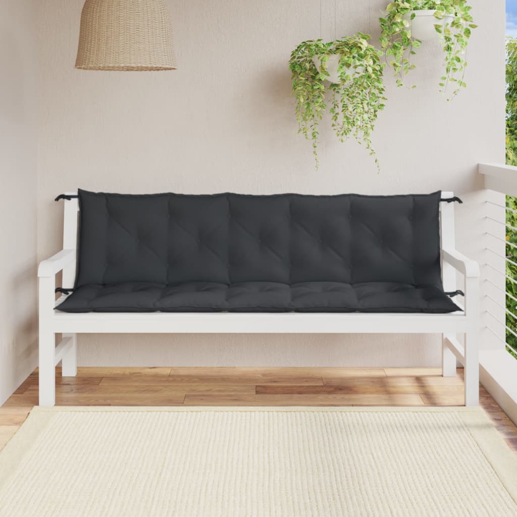 Coussins pour banc de jardin 2 pcs Mélange anthracite 180x50x7 cm Tissu
