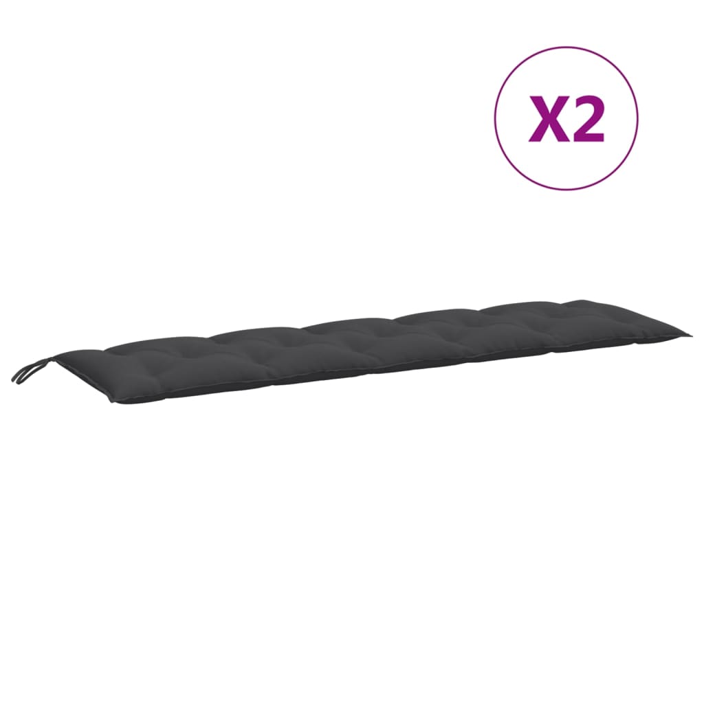 Coussins pour banc de jardin 2 pcs Mélange anthracite 180x50x7 cm Tissu