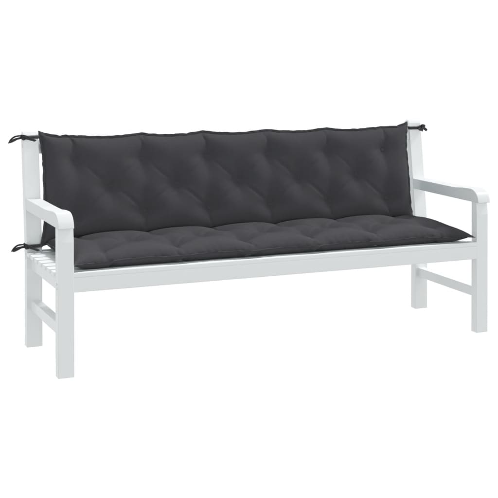 Coussins pour banc de jardin 2 pcs Mélange anthracite 180x50x7 cm Tissu