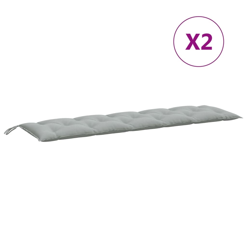 Coussins de banc de jardin 2 pcs. Mélange gris clair 180x50x7 cm Tissu