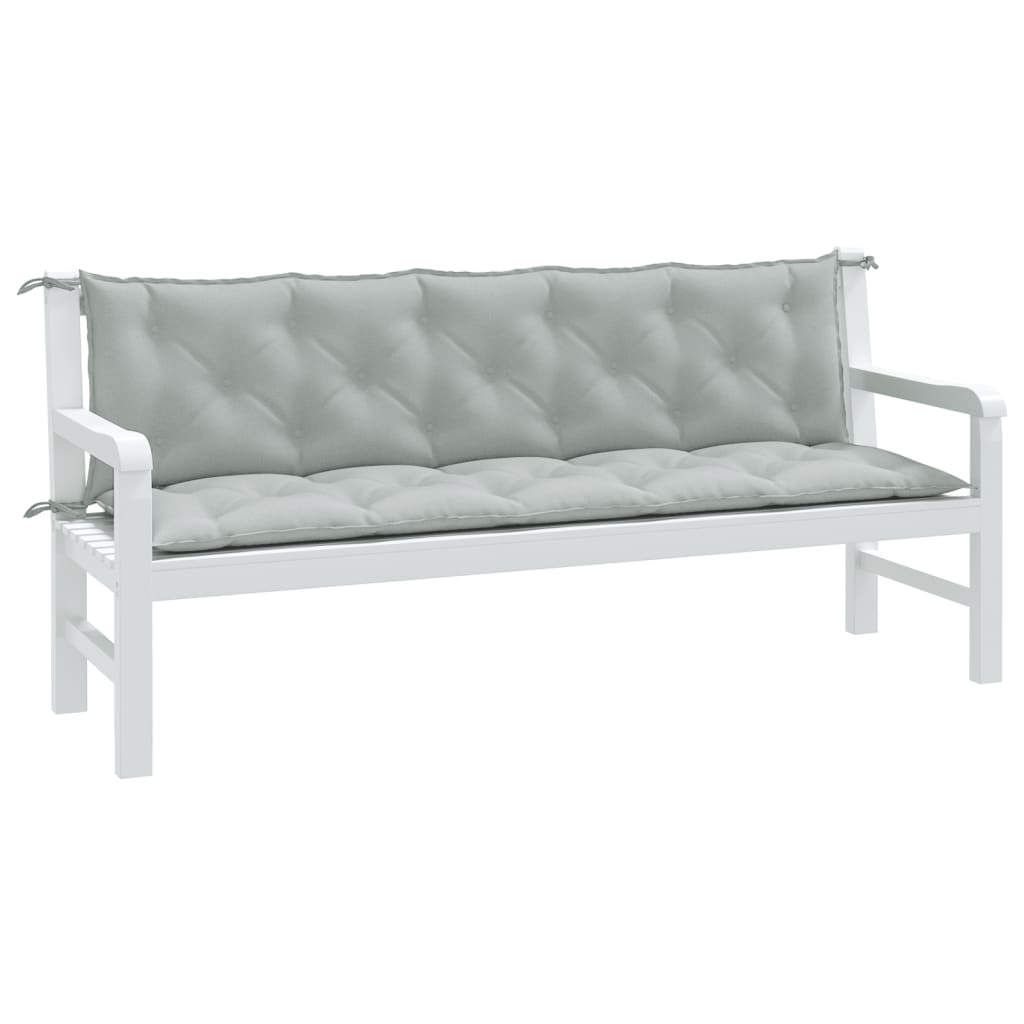 Coussins de banc de jardin 2 pcs. Mélange gris clair 180x50x7 cm Tissu