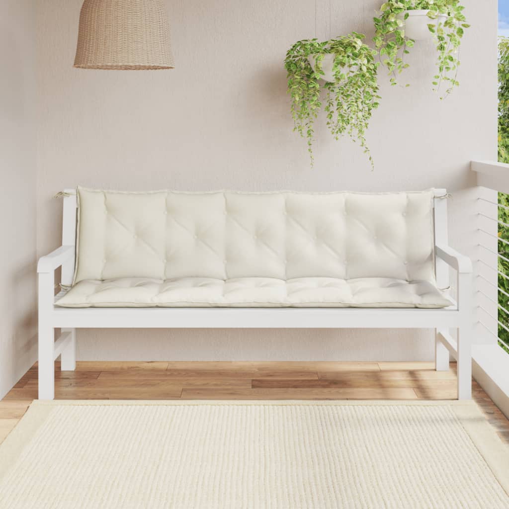 Garden Bench Cushions 2 pcs. Mélange Cream 180x50x7 cm Fabric
