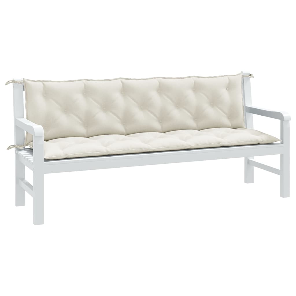 Garden Bench Cushions 2 pcs. Mélange Cream 180x50x7 cm Fabric