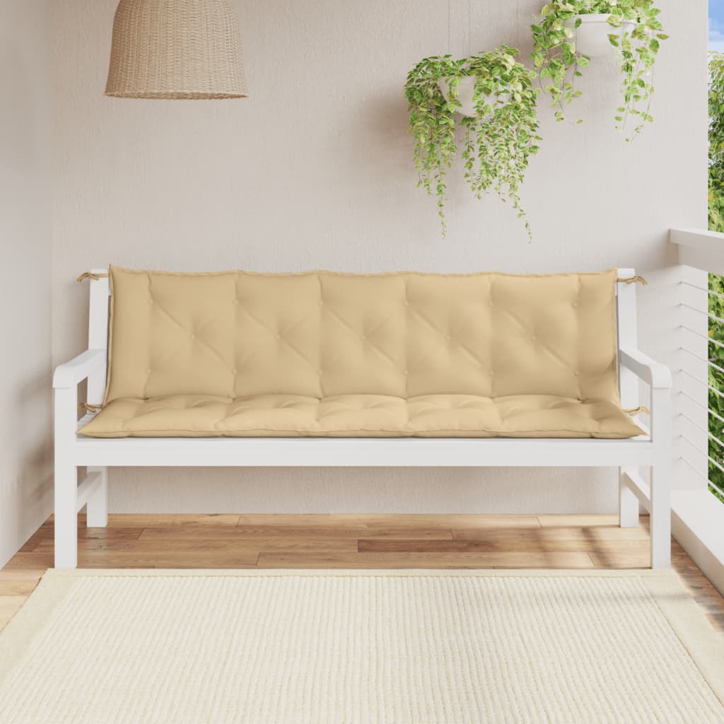 Coussins pour banc de jardin 2 pcs Mélange Beige 180x50x7 cm Tissu