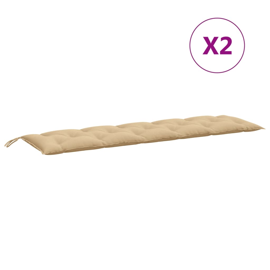 Coussins pour banc de jardin 2 pcs Mélange Beige 180x50x7 cm Tissu