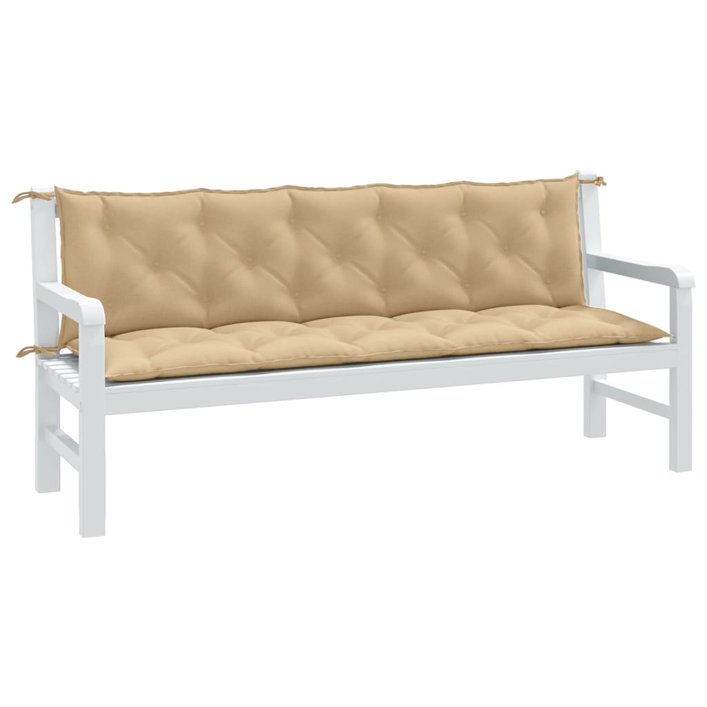 Coussins pour banc de jardin 2 pcs Mélange Beige 180x50x7 cm Tissu