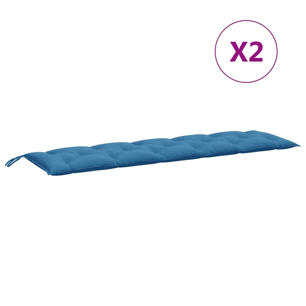 Coussins pour banc de jardin 2 pcs Mélange bleu 180x50x7 cm Tissu
