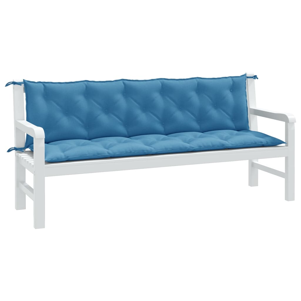 Coussins pour banc de jardin 2 pcs Mélange bleu 180x50x7 cm Tissu