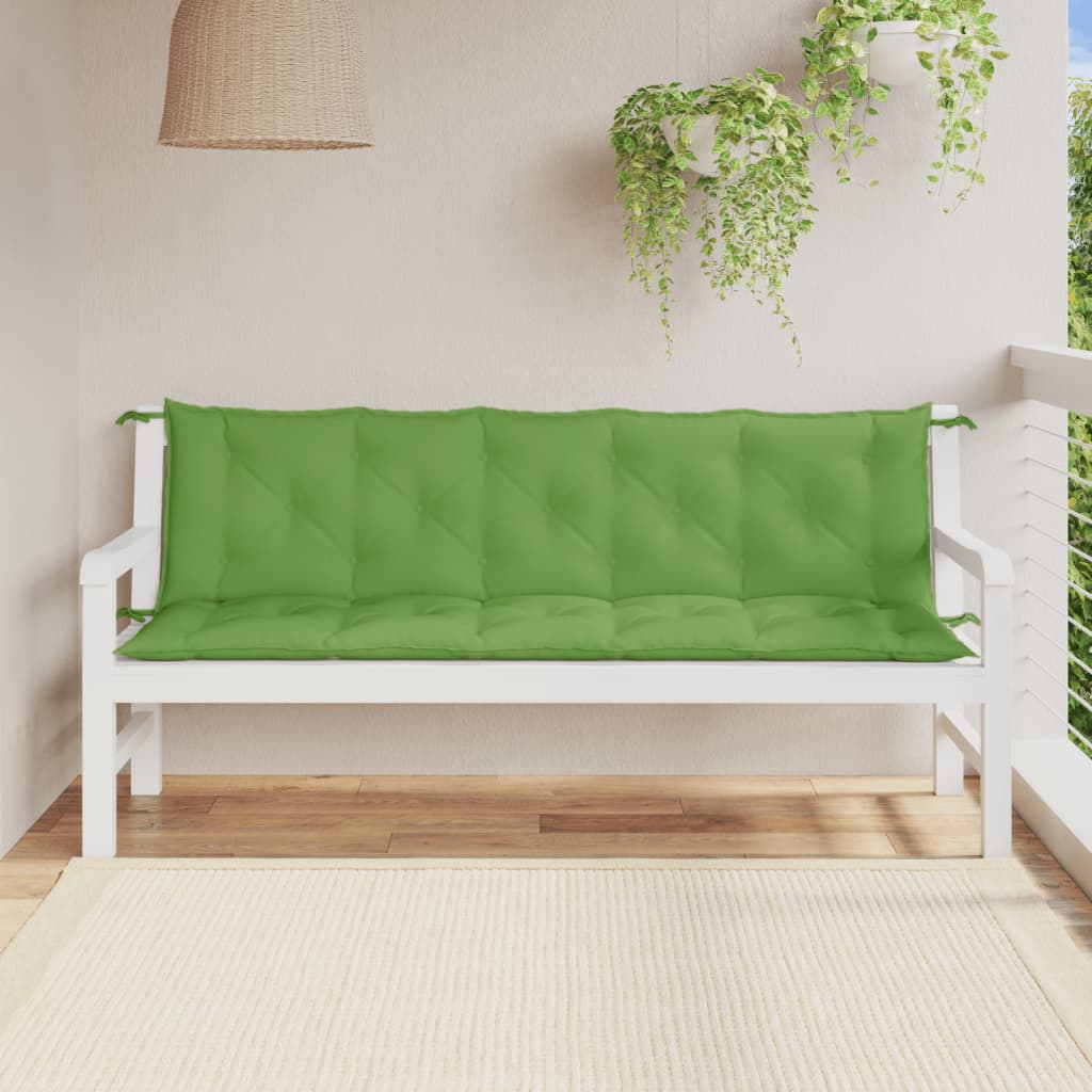 Coussins pour banc de jardin 2 pcs Mélange vert 180x50x7 cm Tissu