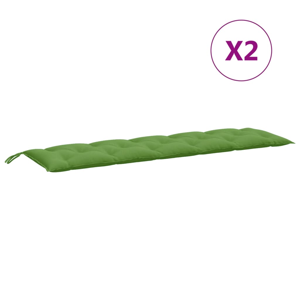 Coussins pour banc de jardin 2 pcs Mélange vert 180x50x7 cm Tissu