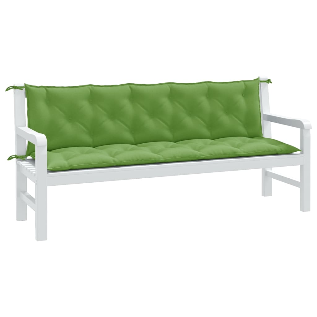 Coussins pour banc de jardin 2 pcs Mélange vert 180x50x7 cm Tissu