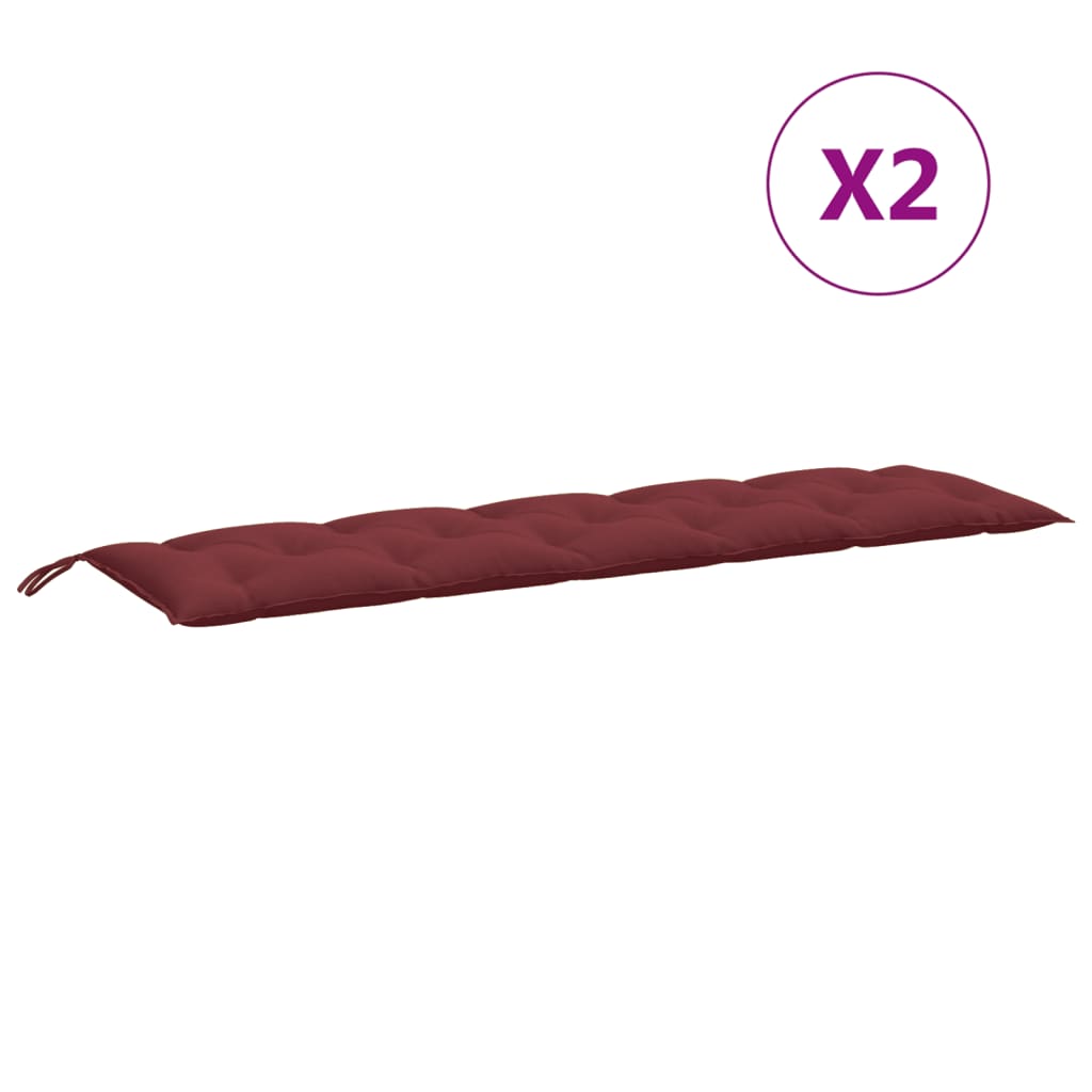 Garden Bench Cushions 2 pcs. Mélange Wine Red 180x50x7 cm Fabric