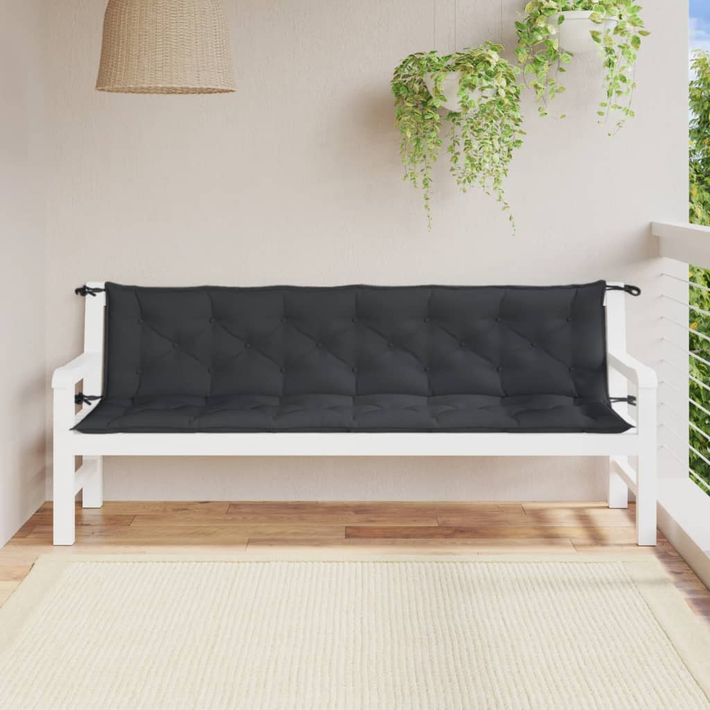 Coussins pour banc de jardin 2 pcs Mélange anthracite 200x50x7 cm Tissu