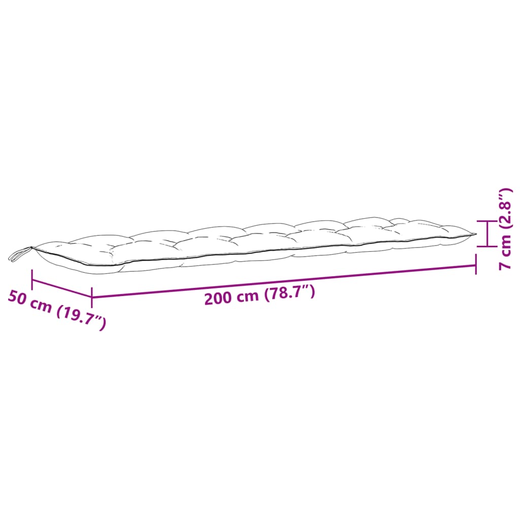 Coussins pour banc de jardin 2 pcs Mélange anthracite 200x50x7 cm Tissu
