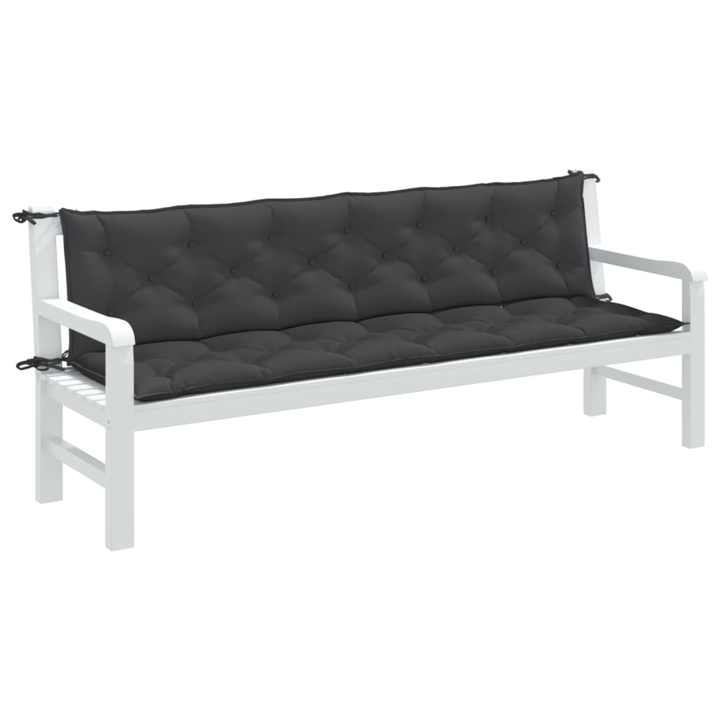 Coussins pour banc de jardin 2 pcs Mélange anthracite 200x50x7 cm Tissu