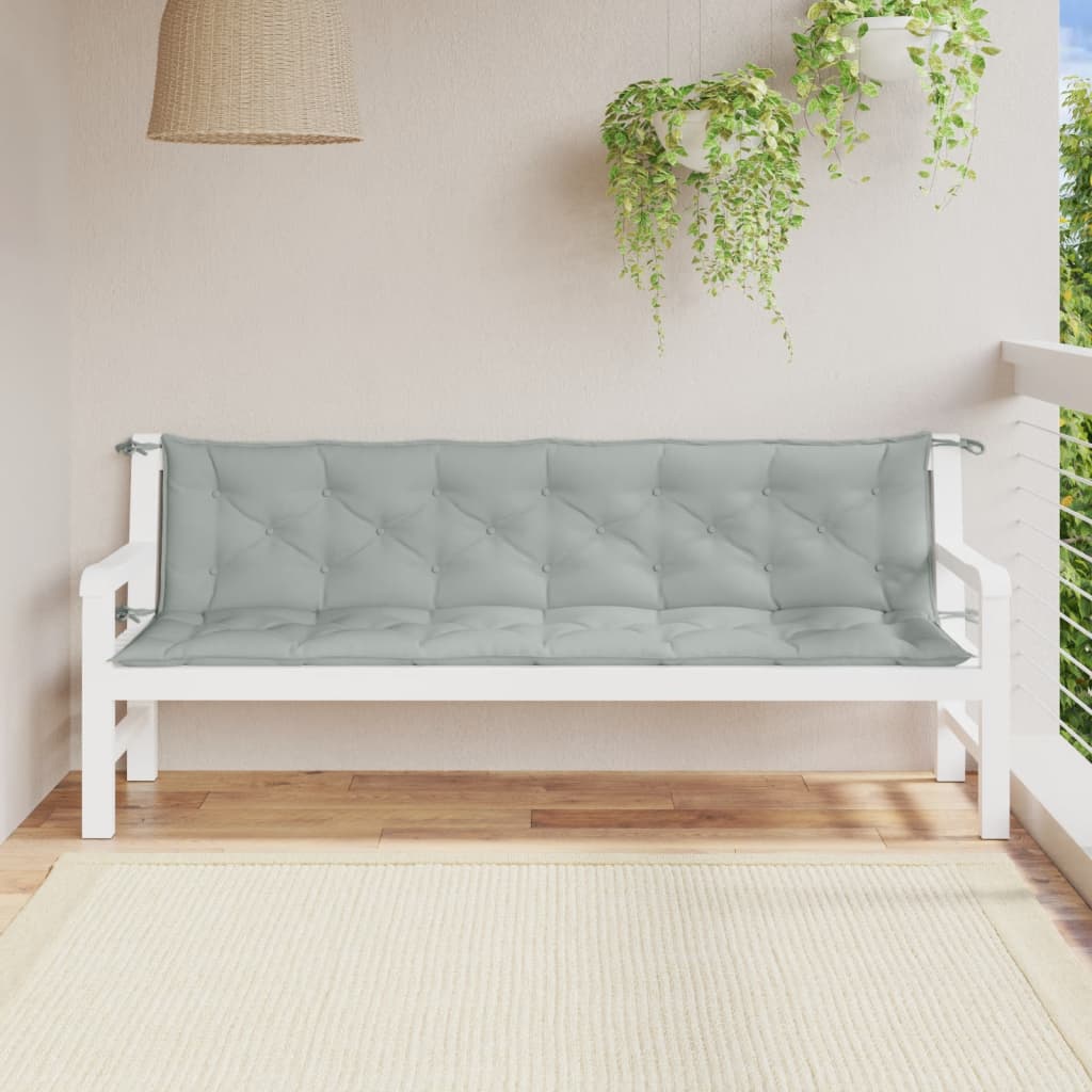 Garden Bench Cushions 2 pcs. Mélange Light Grey 200x50x7 cm Fabric