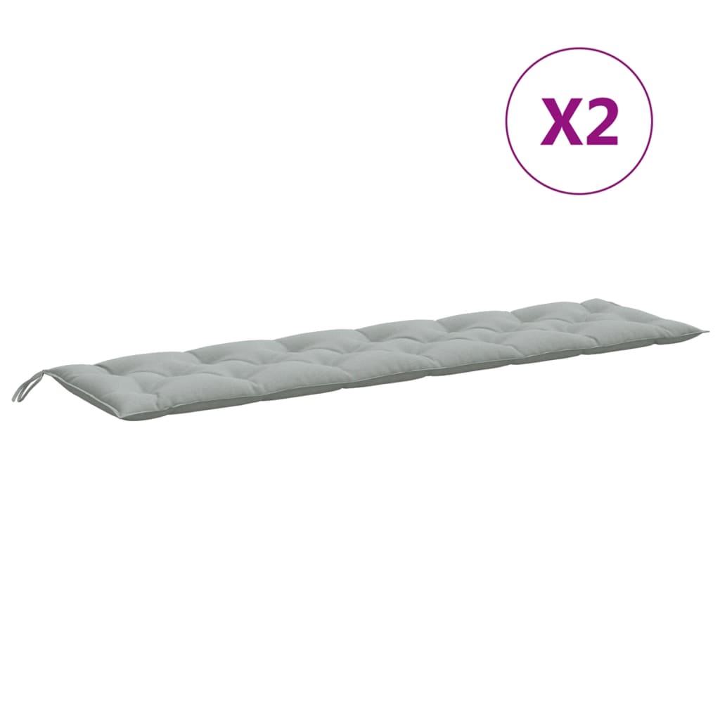Garden Bench Cushions 2 pcs. Mélange Light Grey 200x50x7 cm Fabric