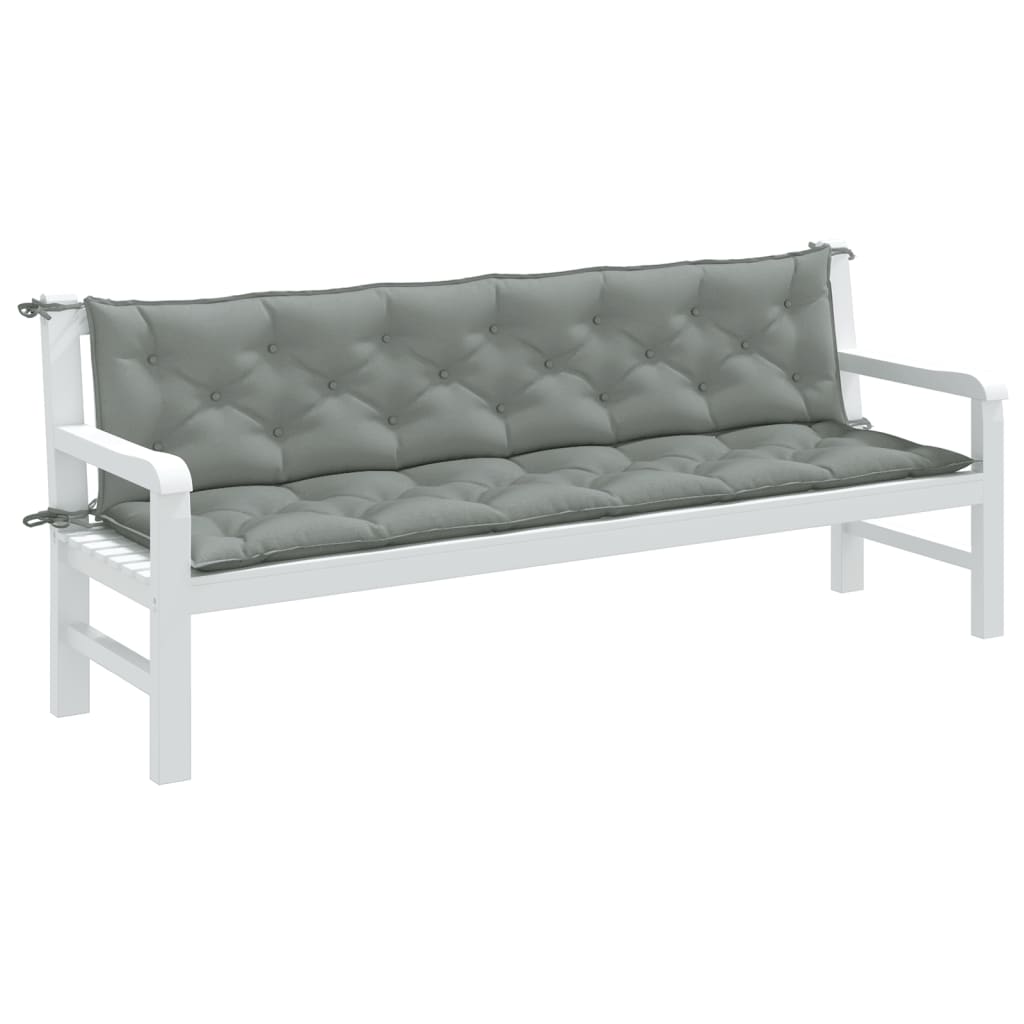 Garden Bench Cushions 2 pcs. Mélange Light Grey 200x50x7 cm Fabric