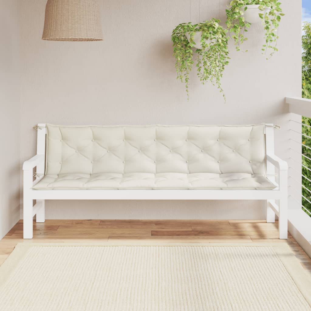 Garden Bench Cushions 2 pcs. Mélange Cream 200x50x7 cm Fabric