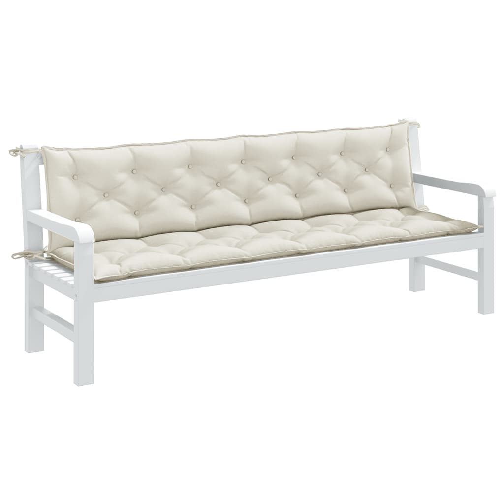 Garden Bench Cushions 2 pcs. Mélange Cream 200x50x7 cm Fabric