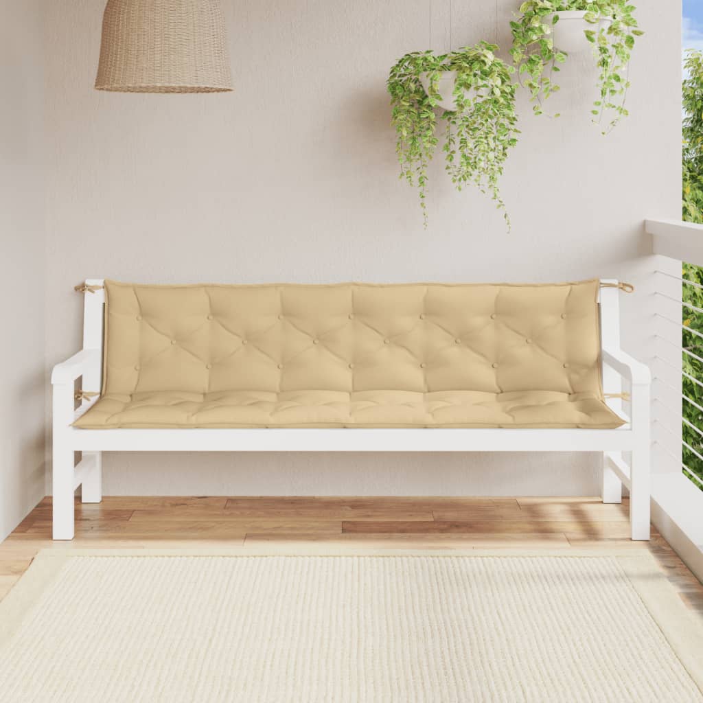 Garden Bench Cushions 2 pcs. Melange Beige 200x50x7 cm Fabric