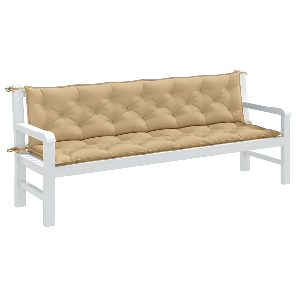 Garden Bench Cushions 2 pcs. Melange Beige 200x50x7 cm Fabric