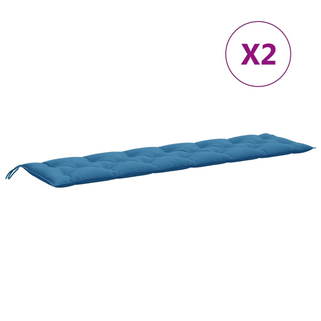 Garden Bench Cushions 2 pcs Mélange Blue 200x50x7 cm Fabric