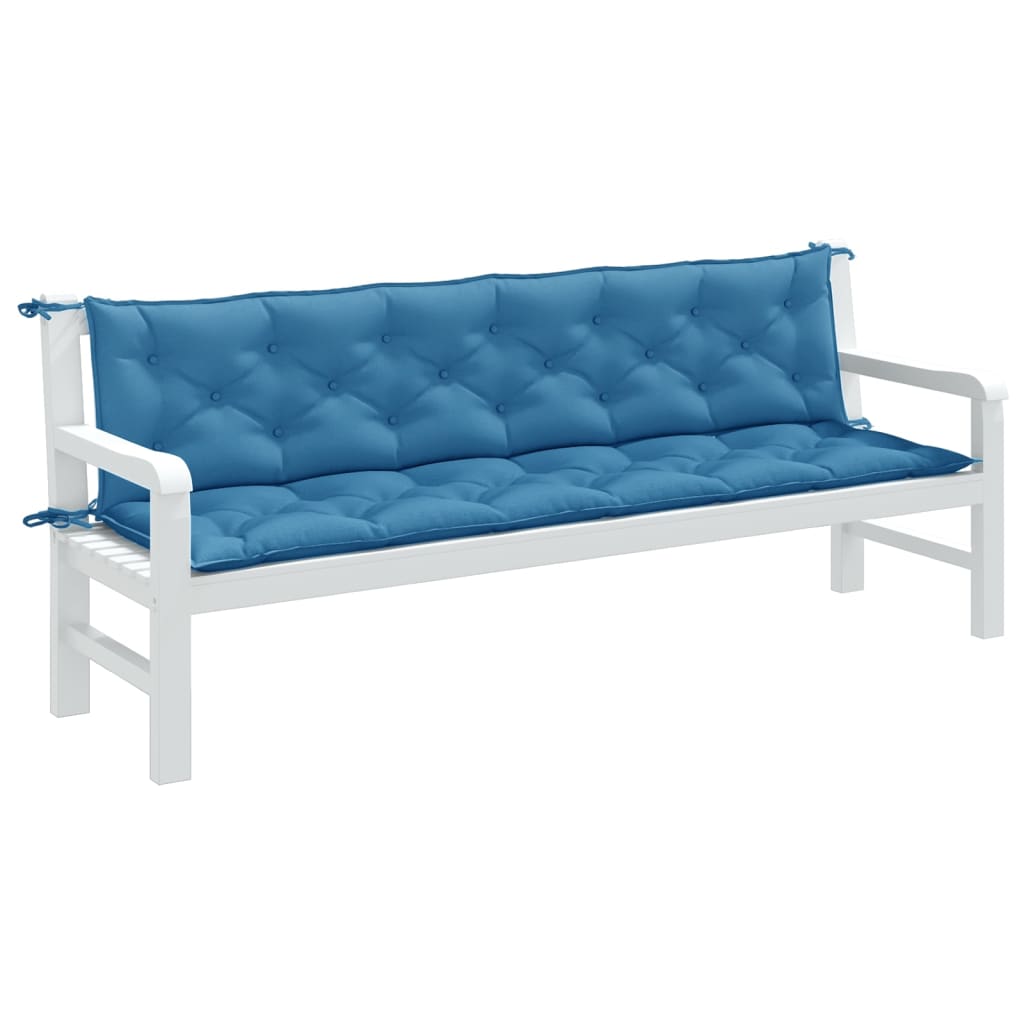 Garden Bench Cushions 2 pcs Mélange Blue 200x50x7 cm Fabric