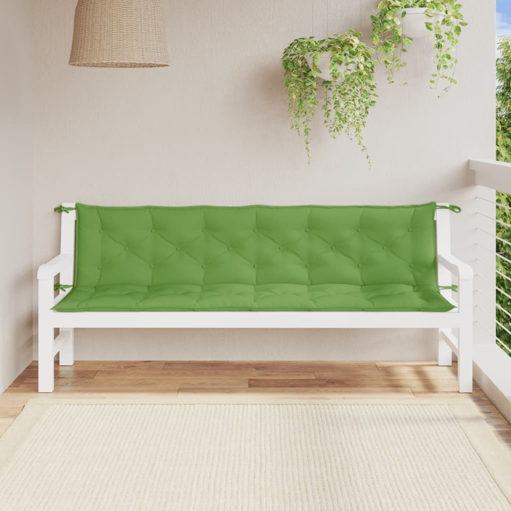 Garden bench cushions 2 pcs. mélange green 200x50x7 cm fabric
