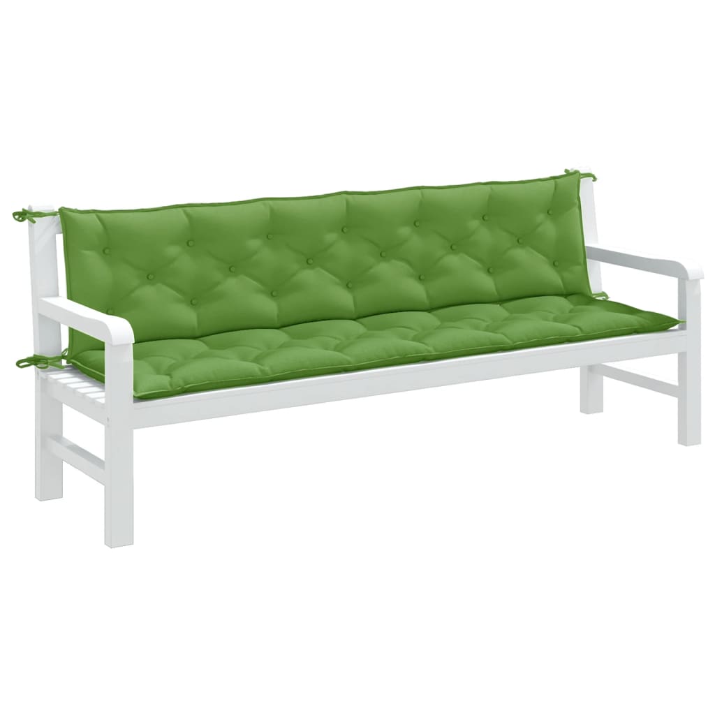 Garden bench cushions 2 pcs. mélange green 200x50x7 cm fabric