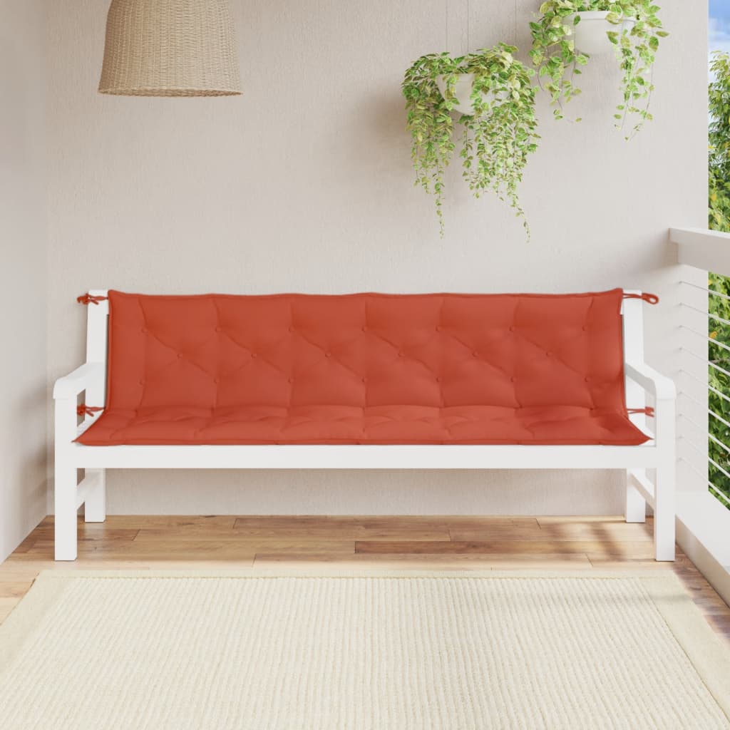 Garden Bench Cushions 2 pcs. Melange Red 200x50x7 cm Fabric