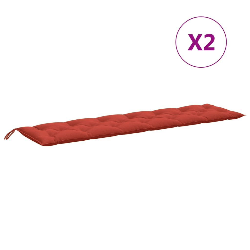Garden Bench Cushions 2 pcs. Melange Red 200x50x7 cm Fabric
