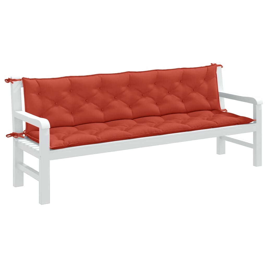 Garden Bench Cushions 2 pcs. Melange Red 200x50x7 cm Fabric